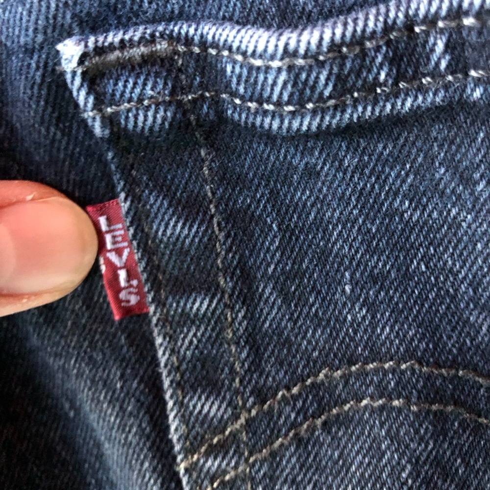 Levis Premium 501 Jeans Womens 28x27 Black Distressed Button Fly Modern BIG E - Picture 6 of 10